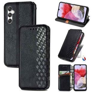 ForSamsung Galaxy M34 5G Cubic Grid Pressed Magnetic Leather Phone Case(Black)