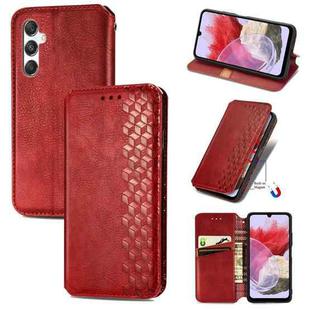 ForSamsung Galaxy M34 5G Cubic Grid Pressed Magnetic Leather Phone Case(Red)