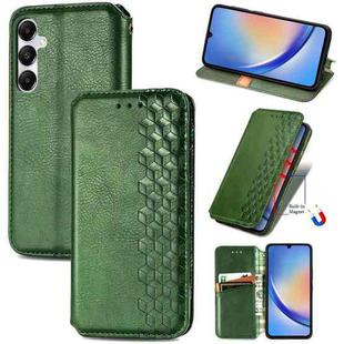 For Samsung Galaxy A35 5G Cubic Grid Pressed Magnetic Leather Phone Case(Green)