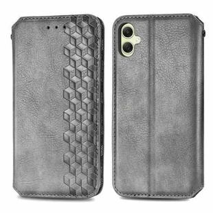 For Samsung Galaxy A05 4G Cubic Grid Pressed Magnetic Leather Phone Case(Grey)
