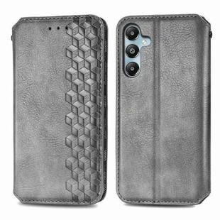 For Samsung Galaxy M14 4G Cubic Grid Pressed Magnetic Leather Phone Case(Grey)