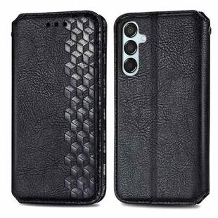 For Samsung Galaxy M15 Cubic Grid Pressed Magnetic Leather Phone Case(Black)