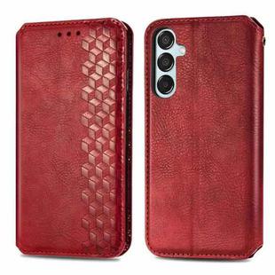 For Samsung Galaxy M15 Cubic Grid Pressed Magnetic Leather Phone Case(Red)