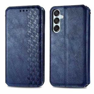 For Samsung Galaxy M15 Cubic Grid Pressed Magnetic Leather Phone Case(Blue)