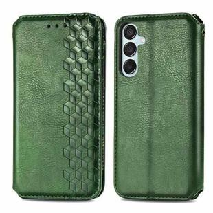 For Samsung Galaxy M15 Cubic Grid Pressed Magnetic Leather Phone Case(Green)