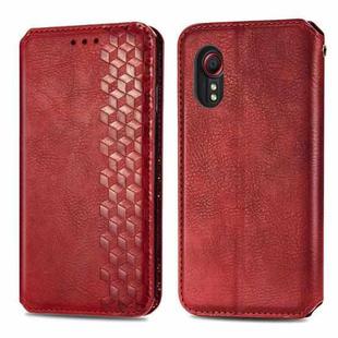 For Samsung Galaxy XCover 5 Cubic Grid Pressed Magnetic Leather Phone Case(Red)