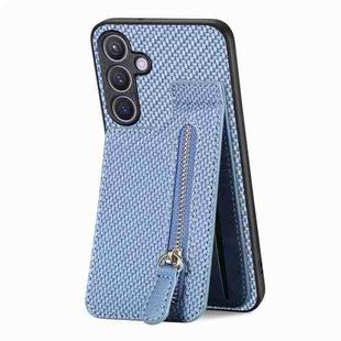 For Samsung Galaxy S24+ 5G Carbon Fiber Vertical Flip Zipper Phone Case(Blue)