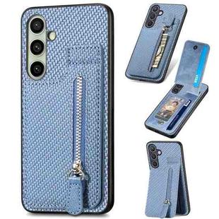 For Samsung Galaxy A36 Carbon Fiber Vertical Flip Zipper Phone Case(Blue)