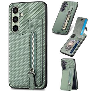 For Samsung Galaxy A36 Carbon Fiber Vertical Flip Zipper Phone Case(Green)