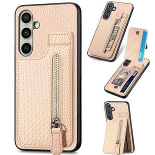 For Samsung Galaxy A36 Carbon Fiber Vertical Flip Zipper Phone Case(Khaki)