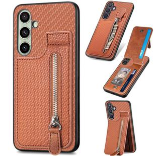 For Samsung Galaxy A36 Carbon Fiber Vertical Flip Zipper Phone Case(Brown)