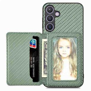 For Samsung Galaxy S24+ 5G Carbon Fiber Magnetic Card Wallet RFID Blocking Phone Case(Green)