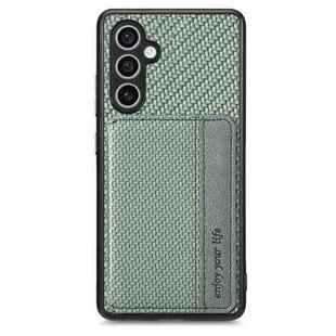 For Samsung Galaxy S23 FE 5G Carbon Fiber Magnetic Card Wallet RFID Blocking Phone Case(Green)