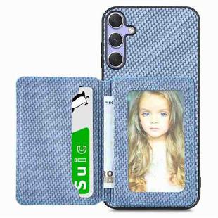For Samsung Galaxy S25+ 5G Carbon Fiber Magnetic Card Wallet RFID Blocking Phone Case(Blue)