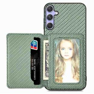 For Samsung Galaxy S25 Ultra 5G Carbon Fiber Magnetic Card Wallet RFID Blocking Phone Case(Green)
