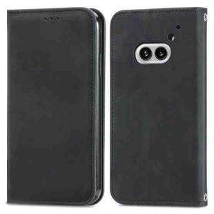 For Nothing Phone 2a Retro Skin Feel Magnetic Flip Leather Phone Case(Black)