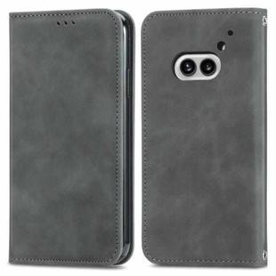 For Nothing Phone 2a Retro Skin Feel Magnetic Flip Leather Phone Case(Grey)