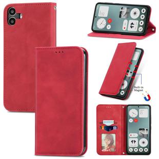 For  Nothing CMF Phone 1 Retro Skin Feel Magnetic Flip Leather Phone Case(Red)