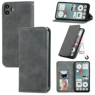 For  Nothing CMF Phone 1 Retro Skin Feel Magnetic Flip Leather Phone Case(Grey)