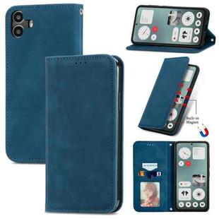 For  Nothing CMF Phone 1 Retro Skin Feel Magnetic Flip Leather Phone Case(Blue)