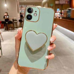 For iPhone 12 mini Electroplating Love Heart Holder TPU Phone Case(Green)