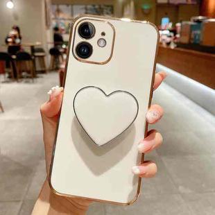 For iPhone 11 Electroplating Love Heart Holder TPU Phone Case(White)