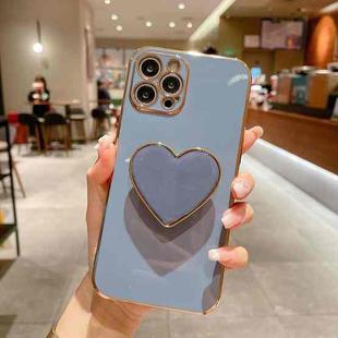 For iPhone XR Electroplating Love Heart Holder TPU Phone Case(Blue)