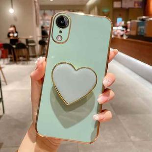 For iPhone XR Electroplating Love Heart Holder TPU Phone Case(Green)