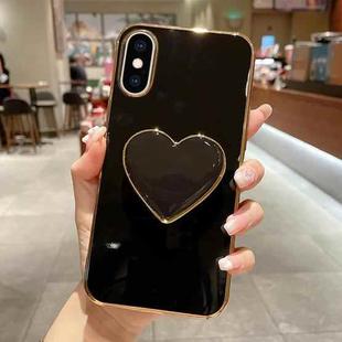 For iPhone X / XS Electroplating Love Heart Holder TPU Phone Case(Black)