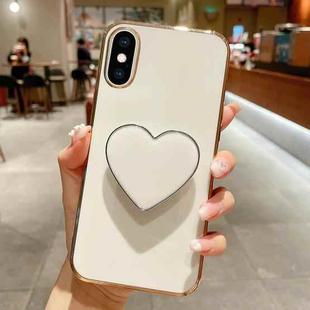For iPhone X / XS Electroplating Love Heart Holder TPU Phone Case(White)