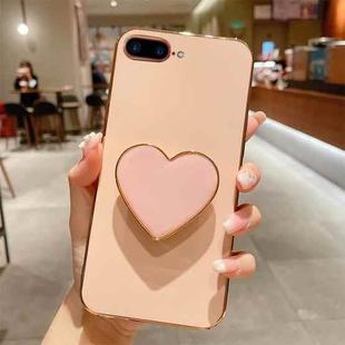 For iPhone 7 Plus / 8 Plus Electroplating Love Heart Holder TPU Phone Case(Pink)