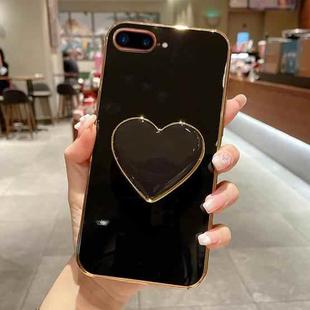 For iPhone 7 Plus / 8 Plus Electroplating Love Heart Holder TPU Phone Case(Black)
