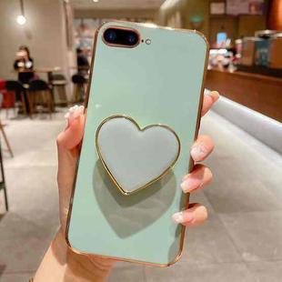 For iPhone 7 Plus / 8 Plus Electroplating Love Heart Holder TPU Phone Case(Green)