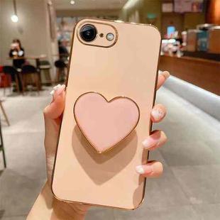 For iPhone SE 2022 / 2020 / 7 / 8 Electroplating Love Heart Holder TPU Phone Case(Pink)