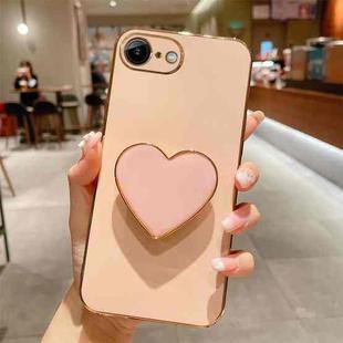 For iPhone SE 2022/2020 / 7 / 8 Electroplating Love Heart Holder TPU Phone Case(Pink)