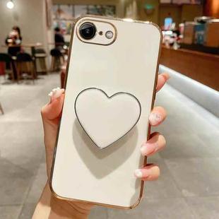 For iPhone SE 2022/2020 / 7 / 8 Electroplating Love Heart Holder TPU Phone Case(White)