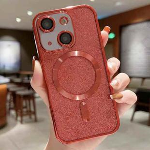 For iPhone 14 Plus MagSafe Glitter Electroplating TPU Phone Case(Red)