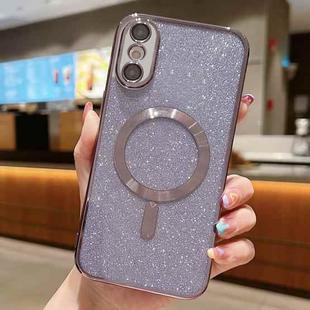 For iPhone X / XS MagSafe Glitter Electroplating TPU Phone Case(Purple)