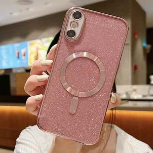 For iPhone X / XS MagSafe Glitter Electroplating TPU Phone Case(Rose  Gold)