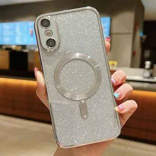 For iPhone X / XS MagSafe Glitter Electroplating TPU Phone Case(Silver)
