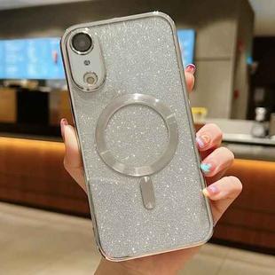For iPhone XR MagSafe Glitter Electroplating TPU Phone Case(Silver)