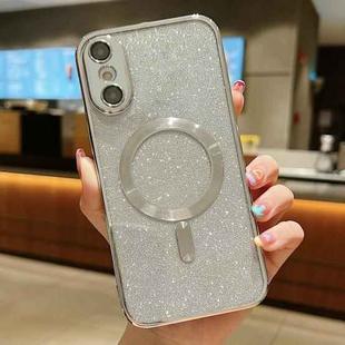 For iPhone XS Max MagSafe Glitter Electroplating TPU Phone Case(Silver)