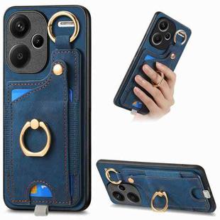 For Xiaomi Redmi Note 13 Pro+ Retro Skin-feel Ring Card Bag Phone Case with Hang Loop(Blue)