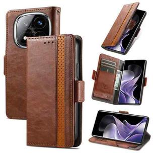 For Xiaomi Redmi Note 14 Pro+ 5G CaseNeo Splicing Dual Magnetic Buckle Leather Phone Case(Brown)