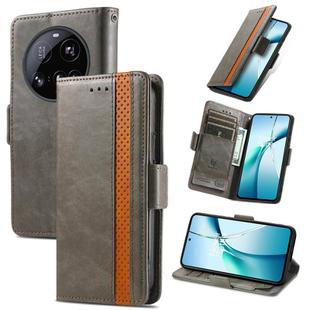 For Xiaomi 15 Ultra CaseNeo Splicing Dual Magnetic Buckle Leather Phone Case(Gray)
