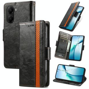 For Xiaomi Poco X7 Pro CaseNeo Splicing Dual Magnetic Buckle Leather Phone Case(Black)