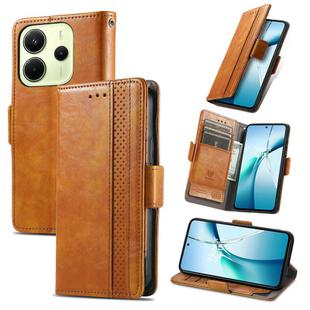 For Redmi Note 14 4G 164.84mm CaseNeo Splicing Dual Magnetic Buckle Leather Phone Case(Khaki)