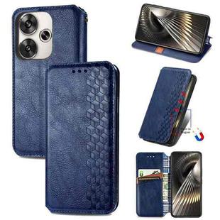 For Redmi Turbo 3 5G Cubic Grid Pressed Magnetic Leather Phone Case(Blue)