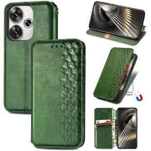 For Redmi Turbo 3 5G Cubic Grid Pressed Magnetic Leather Phone Case(Green)