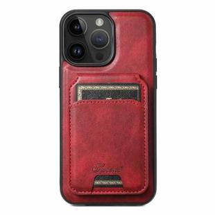 For iPhone 14 Pro Max Suteni H15 MagSafe Oil Eax Leather Detachable Wallet Back Phone Case(Red)